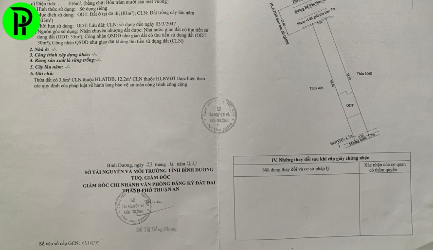 Bán đất bình nhâm 01