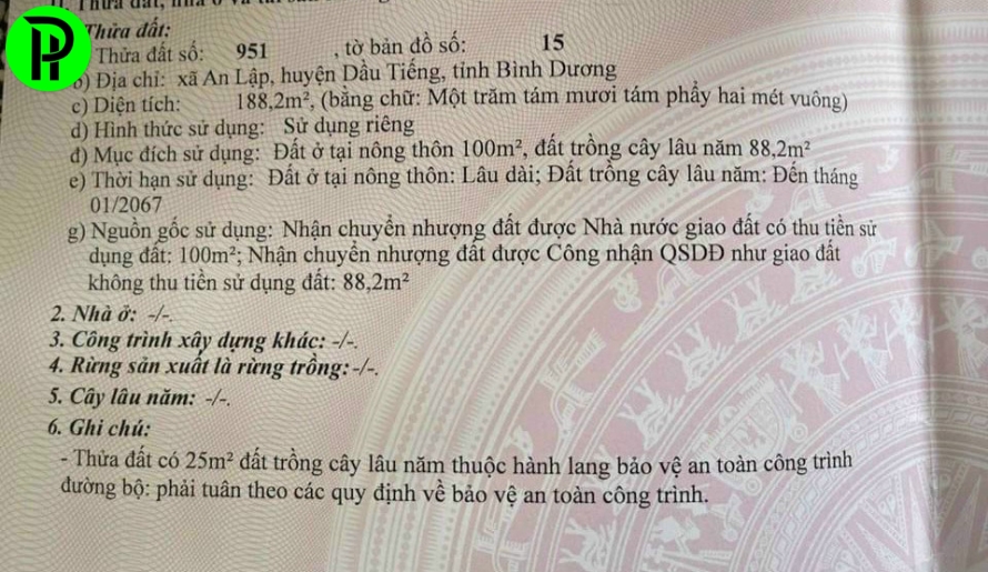 Đất an lâp 1/dt748 dầu tiếng